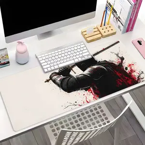 Extended Large Gaming Mouse Pad, Black Knight Art Desk Mat, Smooth Big Size Rubber Pad Non-slip Lock Edge Work Pad, Multi-size Mousepad Suitable For Laptop, Desktop Computer Games, Work, Family, Medieval Warrior Big Desk Pad, Idea Gift For Knight Fans