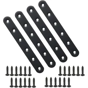 6-1/5-Inch Length Stainless Steel Flat Straight Brace Brackets Mending Plates Repair Fixing Bracket,J7350B-4P 4 Pcs Matte Black Finish