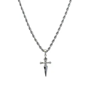 Cross Dagger Pendant Necklace for Men Women Streetwear Punk Hip Hop Unisex Necklace