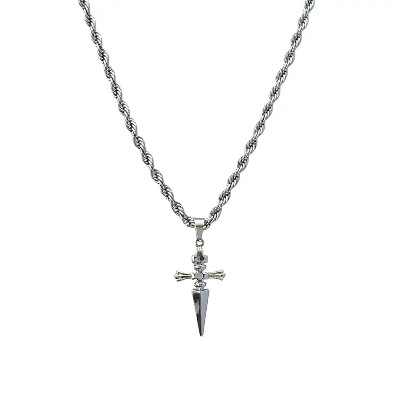 Cross Dagger Pendant Necklace - Unisex Casual Punk Hip Hop Jewelry with 1.0in Charm, Fashion Jewelry for Women