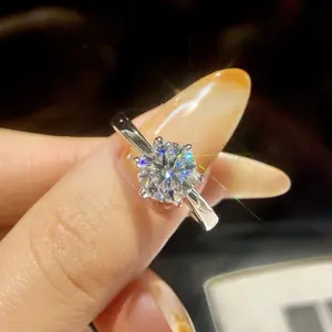 Esberry 0.5ct-2ct D Color Synthetic Moissanite Rings for Women Engagement Wedding Ring