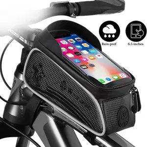 Bicycle Bag Cycling Top Front Tube Frame Bag Waterproof 6.5 Inches Phone Case Storage Touch Screen MTB Road Bike Bag Water Resistant Chest Running Bag