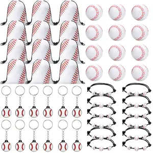 48PCS Baseball Party Favors Include 12 Drawstring Backpack 12 Mini Baseball 12 Keychain 12 Wax Thread Braided Bracelet Inspirational Team Gift
