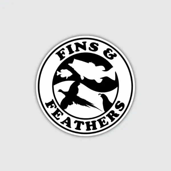 Fins & Feathers Sticker, Hunting & Fishing Decal, Wildlife Outdoor Vinyl Sticker, Gift for Hunters & Anglers