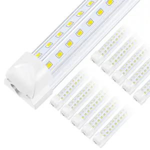 10Pack 8Ft LED Shop Light Fixture,90W 10000 Lumens 5000K Daylight White, Clear Cover,V Shape T8 Integrated 8 Foot Led Tube Light for Cooler,Garage,Warehouse