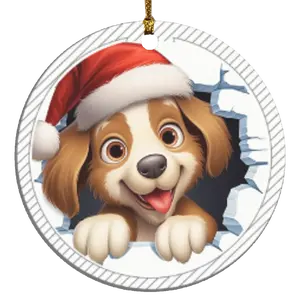puppy 3d SUBORNC Circle Ornament