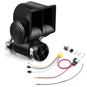 HK Train Horn Air Horn for Truck, 12V 150DB Snail Electric Train Horn with Automotive Relay and Wiring Harness for Any 12V Vehicles Trucks Motorcycle, Black