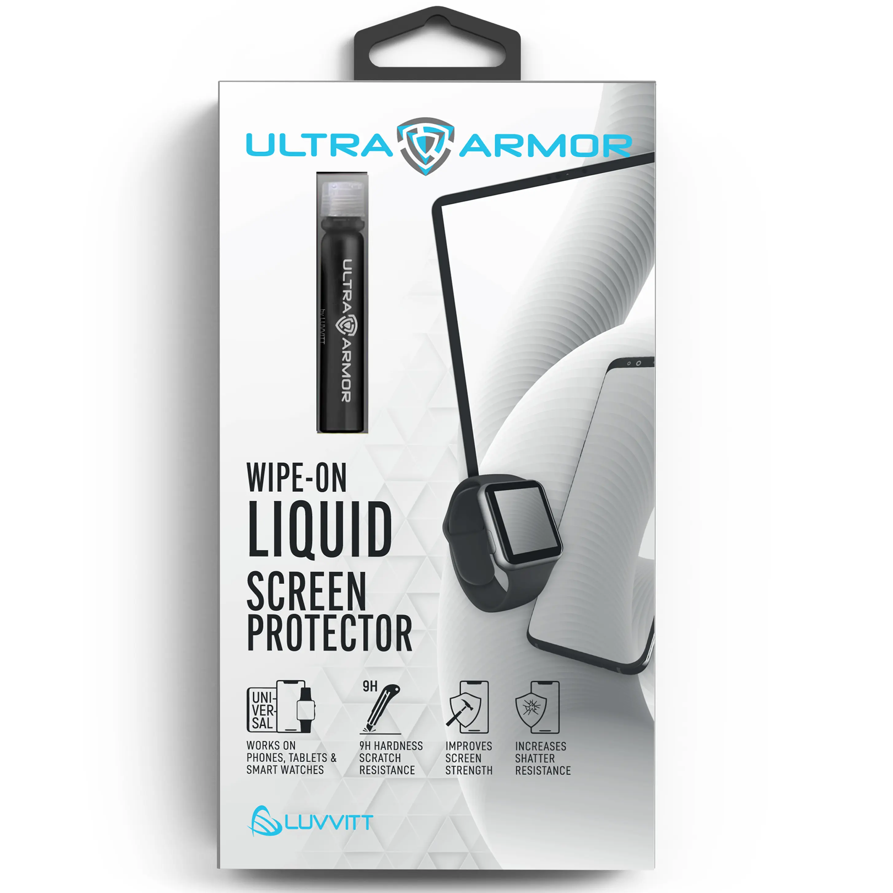 Ultra Armor Liquid Glass Screen Protector for All Smartphones Tablets and Watches Wipe On Scratch and Crack Resistant Nano Protection for Up To 4 Devices - Bottle