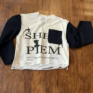 PIEM (she heart PIEM) female cropped flannel sleeve t shirt