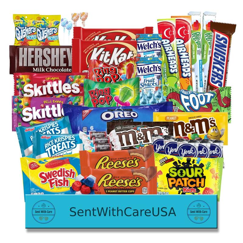 The Ultimate Candy Box Birthday Candy Box - Candy Snack Box College Care Package | Sweet Treats Cookies Gift for Students Snack Basket