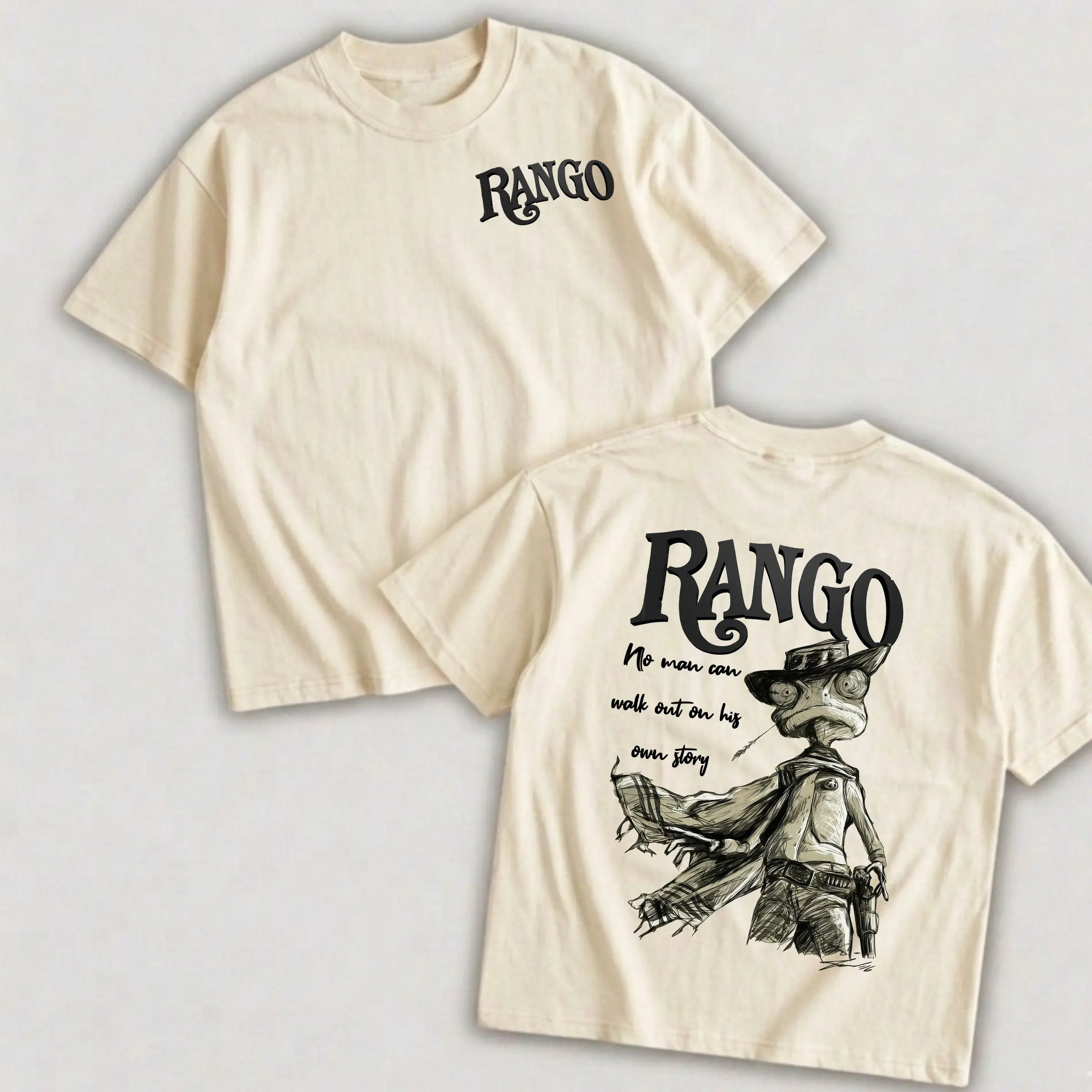Rango Inspired Cowboy Graphic T-Shirt, Vintage Western Adventure Tee, Cartoon Lover Unisex Cotton Shirt