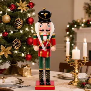 Nutcracker Soldier Puppet  Movable Wooden Christmas Ornament for Creative Desktop Display & Home Decoration