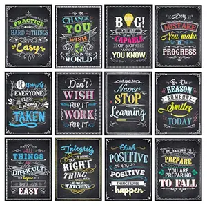 Motivational Posters for Classroom Inspirational Quotes Posters Wall Art for Students Teachers Classroom Decorations 12 x 16 Inches 12pcs