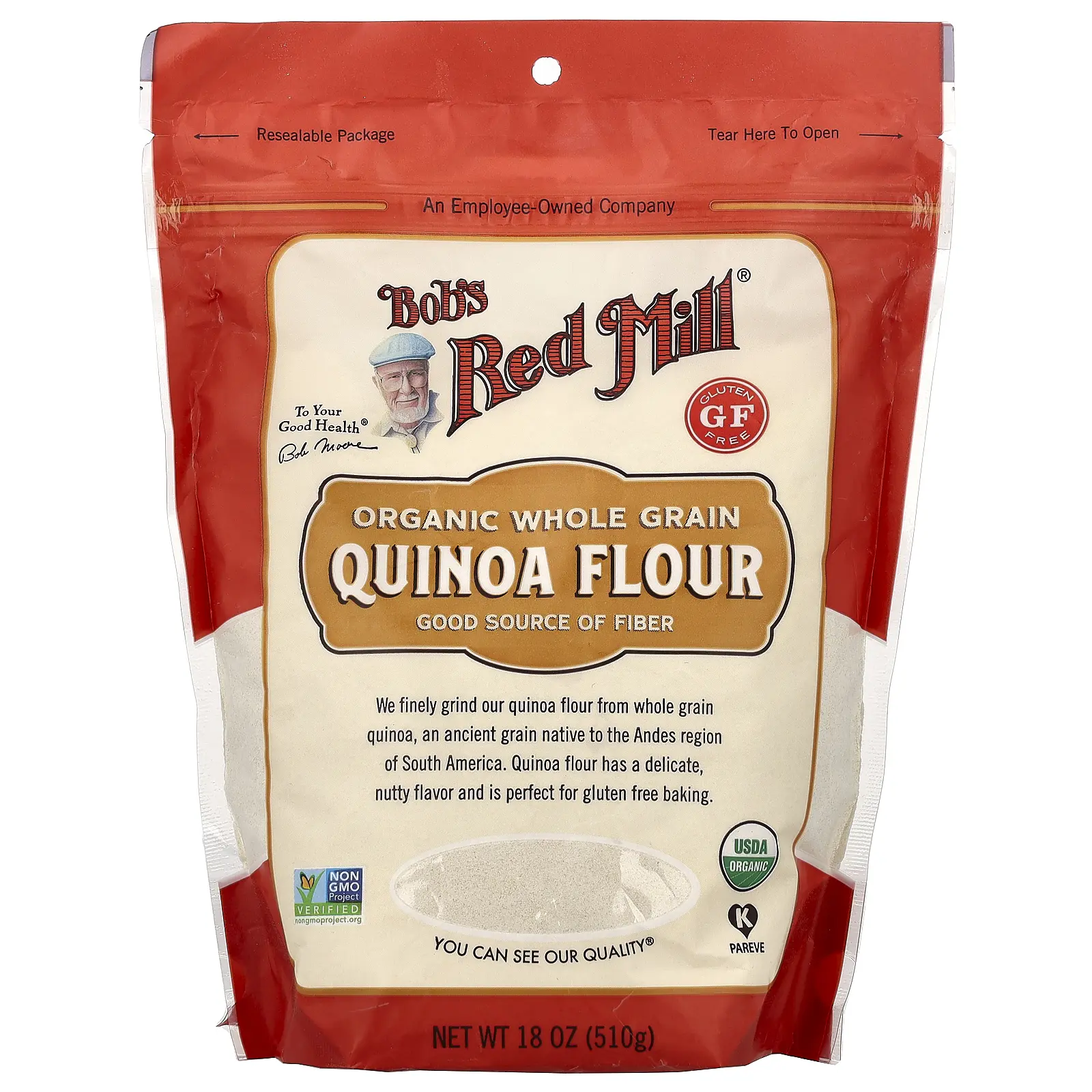 Bob's Red Mill Organic, Whole Grain Quinoa Flour, 18 oz (510 g) Bob's Red Mill Organic, Whole Grain Quinoa Flour, 18 oz (510 g)