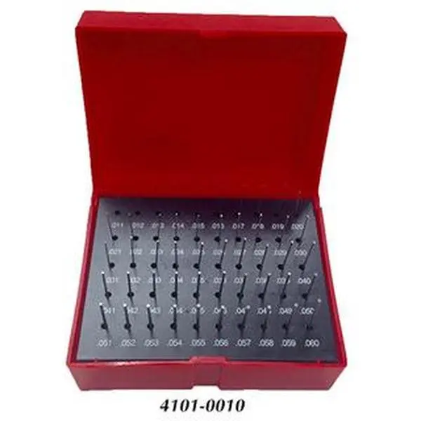 Precise 50-Piece Standard Steel Pin Gage Set - Class ZZ Measuring Tool, 60-62 RC Hardened, 10 Micron+ Finish, Dust Proof, 2" Overall Length, Metal & Plastic Components for Tools & Hardware Use, Overall Length Is 2"
