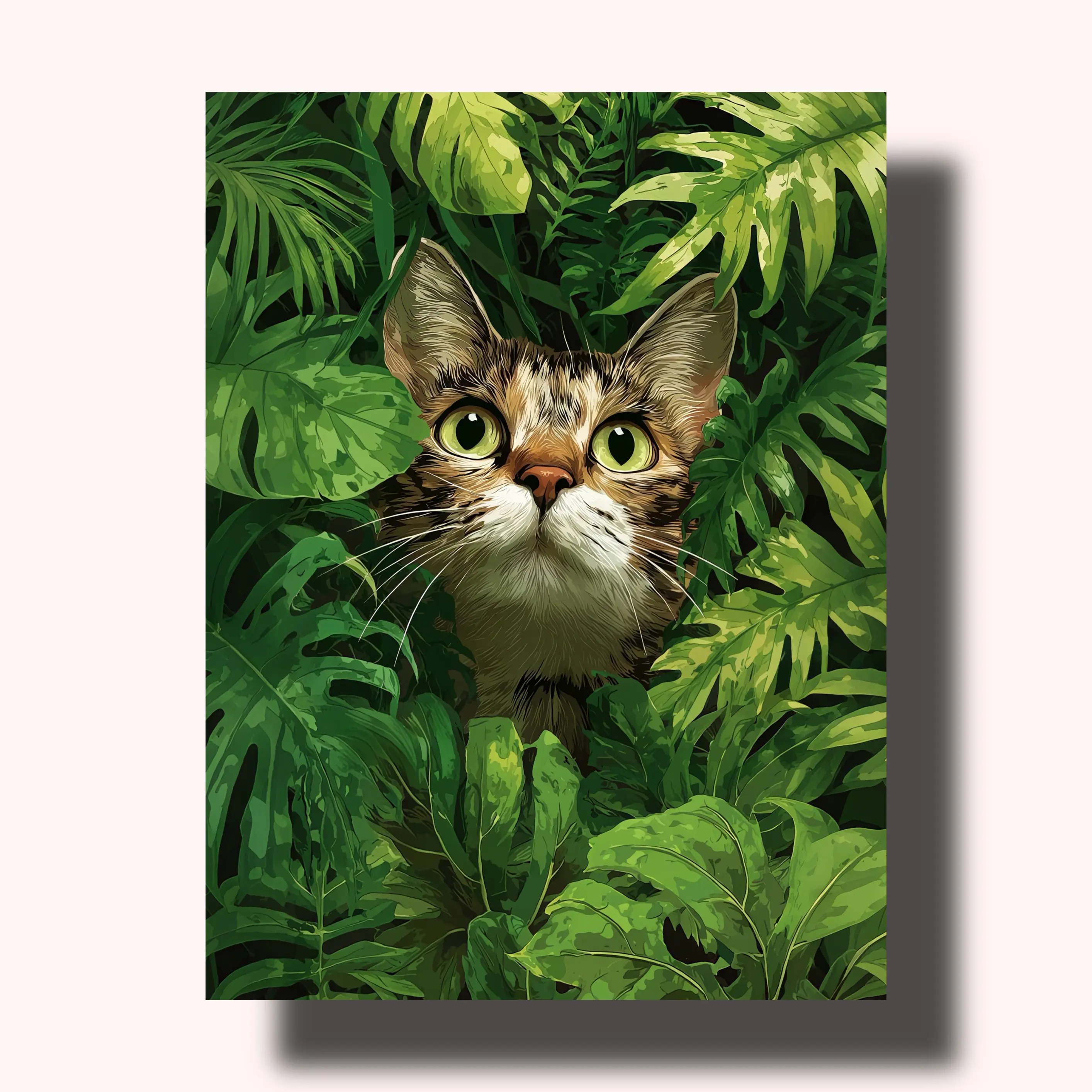 Paint by Numbers Kit - Shadow in the Green Cat, High-Quality Canvas, Pre-Mixed Colors, Stress Relief Calming Activity, Creativity Boost for All Ages & Skill Levels, Ideal for Home Décor & Family Time, Fun Project For Family Time, All Levels