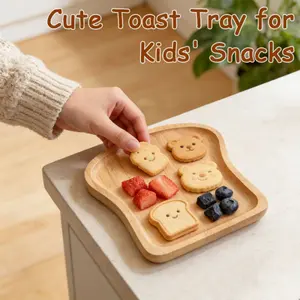 1/3pcs Tea Time Toast Tray - Natural Bamboo Dish for Tea & Pastries