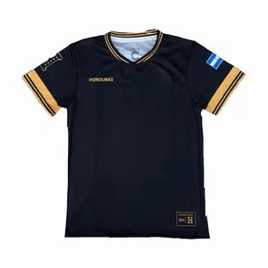 Honduras Black and Gold Soccer Jersey Unisex with National Shield for Fans
