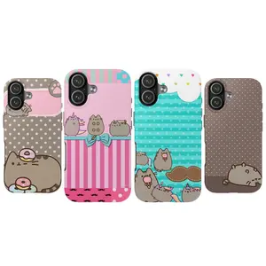 Pusheen Cat Chocolate Aesthetic Phone Case – Cute Kawaii Kitty Dessert Theme, Mint Polka Dot Vintage Style, Sweet Coffee, Ice Cream & Music Pattern, Pastel Retro Collage Cover for iPhone 17 16 15 14 13 12 11 Pro Max, Samsung Galaxy, Gift for Girls