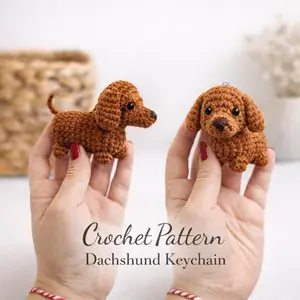 Dachshund Crochet Pattern Amigurumi Sausage Dog Keychain for Crafting Enthusiasts Easy to Follow Versatile Fun Accessory
