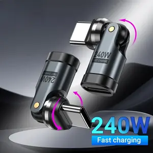 240W USB C to Type C OTG Adapter 540 Rotation 5A Fast Charge Cable Converter for Laptop