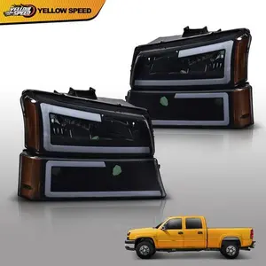 Fit For 03-07 Chevy Silverado 1500-3500 Smoked / Black LED DRL Bumper Headlights