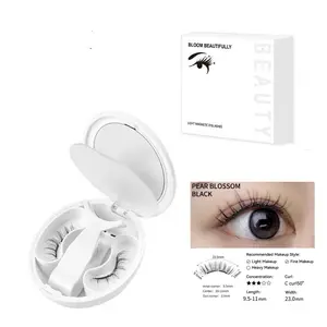 Glue-Free Soft Magnetic Eyelashes, Reusable Wispy Pear Blossom Black False Lashes, Waterproof, Lightweight Makeup Cosmetic