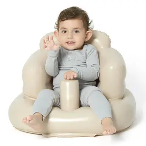 Inflatable Baby Seat for Babies 3+ Months,Infant Floor Seats for Sitting Up,Portable Blow Up Baby Chair with Built in Air Pump, Ideal for Sitting Up and Learning to Play(Khaki)