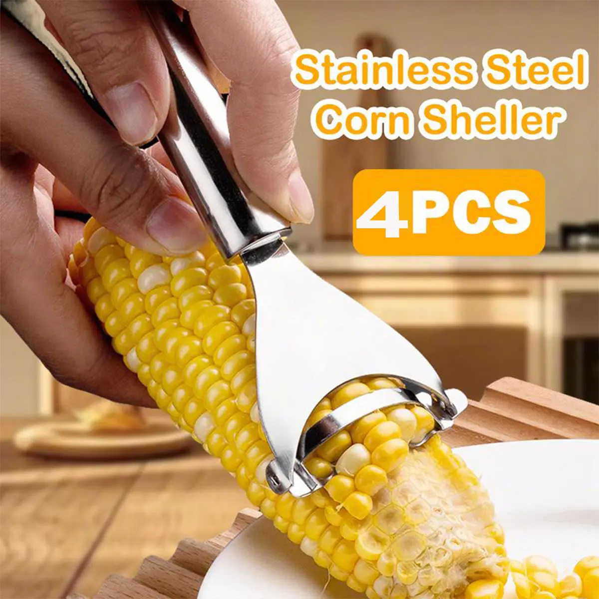 4 Counts Corn Peeler, Commercial-Grade Corn Shucker - Rustproof Steel Blade for Bulk Corn Processing