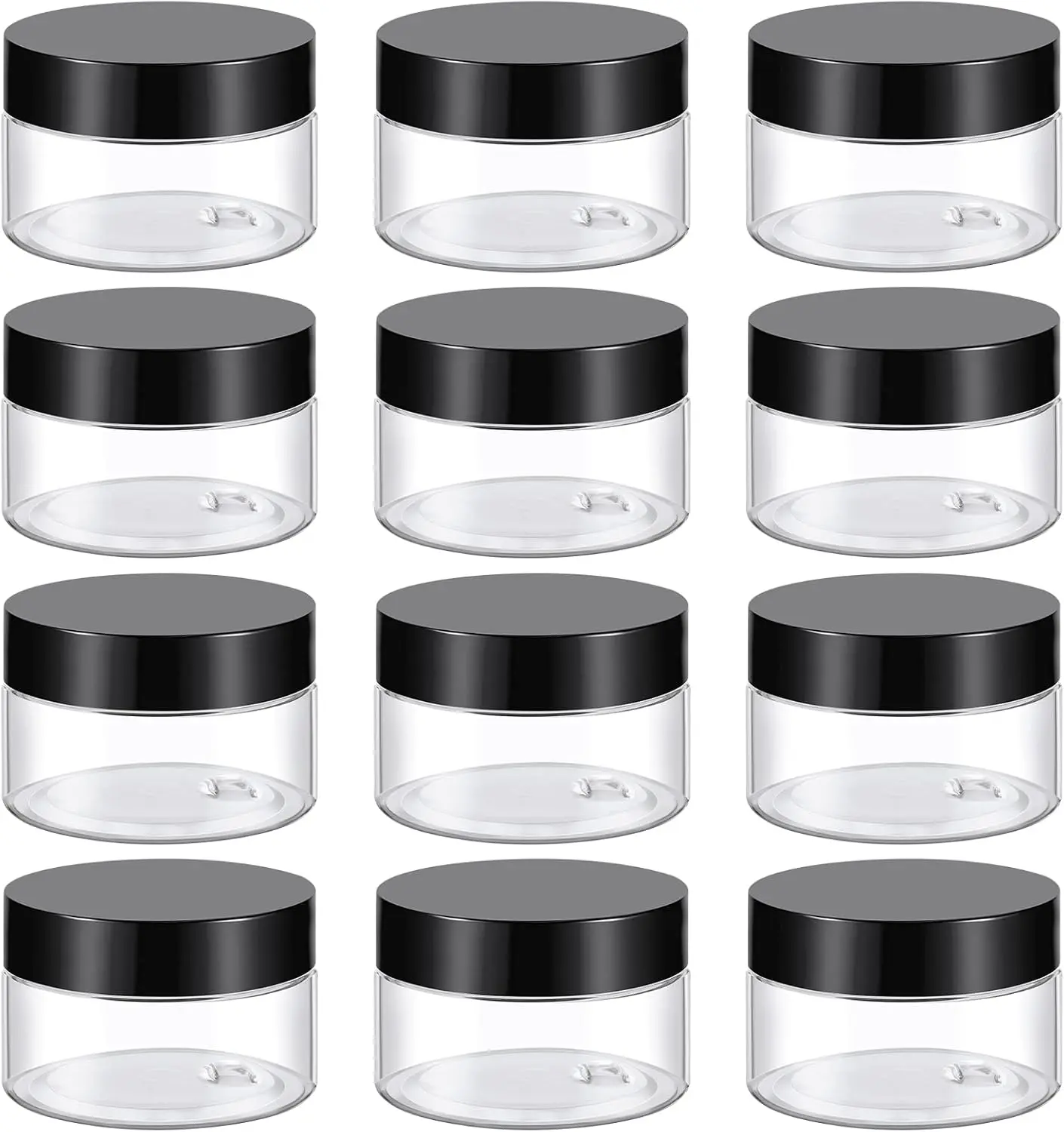 1 Oz Food-Grade Round Reusable Plastic Storage Jars Set - BPA-Free Home Supplies, Multi-Use Travel Storage Bottles & Jars with Mini Lids & Labels, Empty for Cosmetics & Kitchen Organization