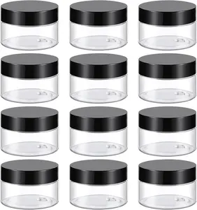 Plastic Container  1 Oz Small Jars with Lids and Labels BPA Free Empty Round Clear Cosmetic Containers Plastic Slime Jars Lotion Cream