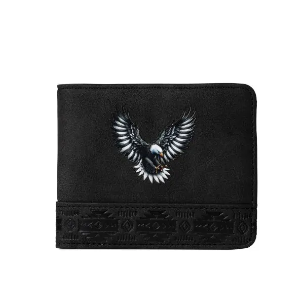 Men's Aztec Solar Soar Eagle Textured Business Style RFID Blocking PU Leather Trifold Wallet - Ultra Thin, Soft Imitation Leather, ID Window, Credit Card Slots, Ideal Gift for Trifold Card Holders, Business Style Wallet, Textured Wallet