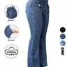 【Black Friday】Women's Pocket Stretchy Fit Jeans, Vintage Flared High-Waist Casual Chic Comfy Bell Bottom Button Closure Denim Trousers for Daily Wear, Ladies Bottoms for All Seasons
