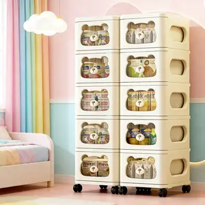 Cute Bear Storage Drawer Trolley, Large Capacity Storage Cabinet Organizer with Wheels, Adorable Nursery & Bedroom Bathroom Storage for Small Spaces - Must-Have Home Decor Organization, Interior Organizing Furniture