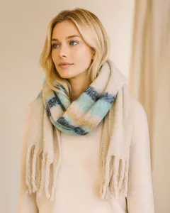 Long Cozy Knit Stripe Scarf