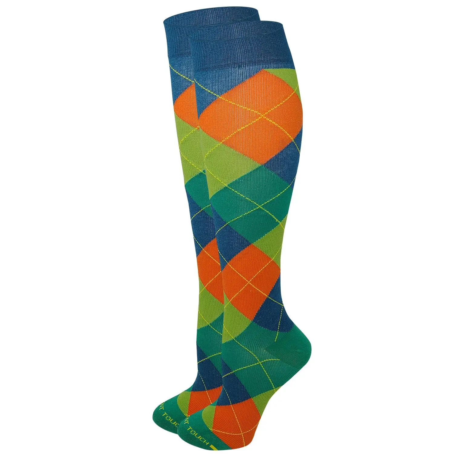 Women's Graduated Compression Knee High Socks, Opaque Argyle Pattern with Stay-Up Upper Band for Circulation & Support, Knee Socks
