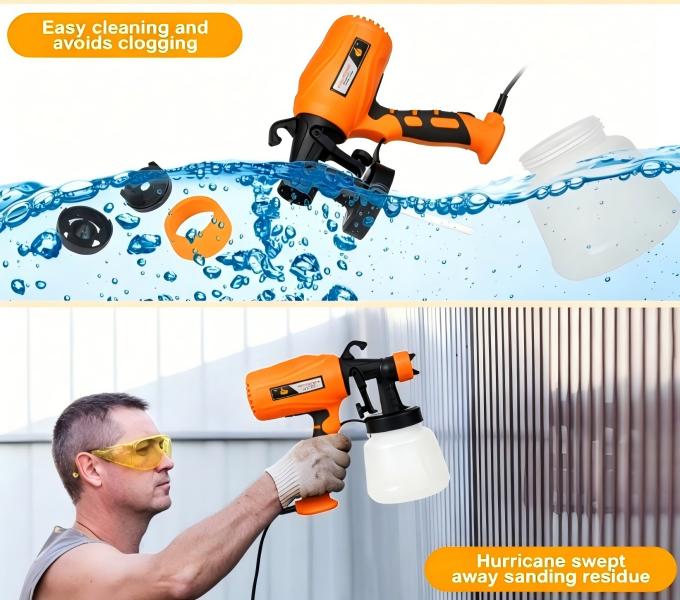 Handheld Paint Spray Tool Kit, Multi-Purpose HVLP Sprayer with Adjustable Flow & Nozzles for Walls, Fences, Furniture & Cabinets, US Plug (Orange)