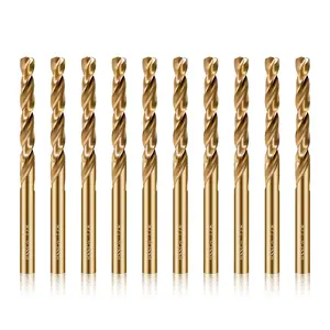 1/8" Cobalt Drill Bit Set,10Pcs M35 High Speed Steel Jobber Length Kit  Metal Drill Bits for Hardened Steel Stainless Steel Cast Iron Plus  Plastic (1/8"-10 PCS)