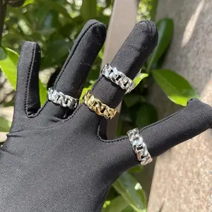 [ICE HUE]18K Gold Vacuum Plated Copper with 5A+ Sri Lanka Zircon Smooth Cuba Ring Miami Italy Mexico & Micro Inspired for Women & Men Luxury Jewelry,Daily Wear,Casual Fashion,Gift Idea,,Classic,Hip Hop,Simple,Sporty Style