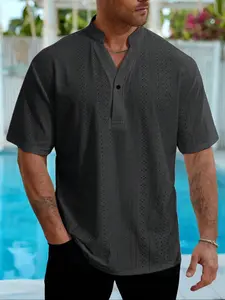 Men's Plus Size Short Sleeve Shirt, Top, Comfortable Fit, Versatile Style, Casual, Perfect for Daily Wear, Loose-Fitting Design, Plain Pattern, Breathable