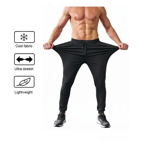 Men's Cuffed Joggers Big Guy Pants with Zipper Pockets Athleisure Lightweight Stretch Sweatpants for Men Pants Athletic Workout Running Track Gym Fits