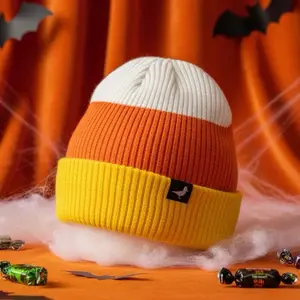 Candy Corn Cozy Waffle Knit Beanie For Men and Women Fall Fashion Acrylic Material Comfortable Fit Versatile Accessory Accentuate Outfit