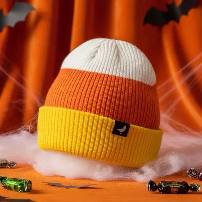Candy Corn Cozy Waffle Knit Beanie For Men and Women Fall Fashion Acrylic Material Comfortable Fit Versatile Accessory Accentuate Outfit