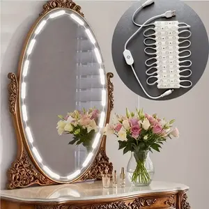 42 LED Touch Sensor Mirror Light Strip, Adjustable Brightness 3000k 4000k 6000k, USB Powered LED Makeup Mirror Lamp for Cabinet Bathroom Bedroom Lighted Vanity Mirror