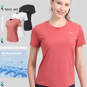 3-5 Pack Workout Shirts Women Running Quick Dry Crew Neck Gym Moisture Wicking T-Shirts Athletic Yoga Tee Top UPF 50+ Activewear Fitness