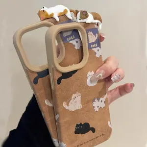 Phone Case with 3D Cat Design Phone Holder, 1 Count Full Body Shockproof Phone Protective Cover, Fashion Phone Accessories for iPhone 11 12 13 14 15 16 Pro Max