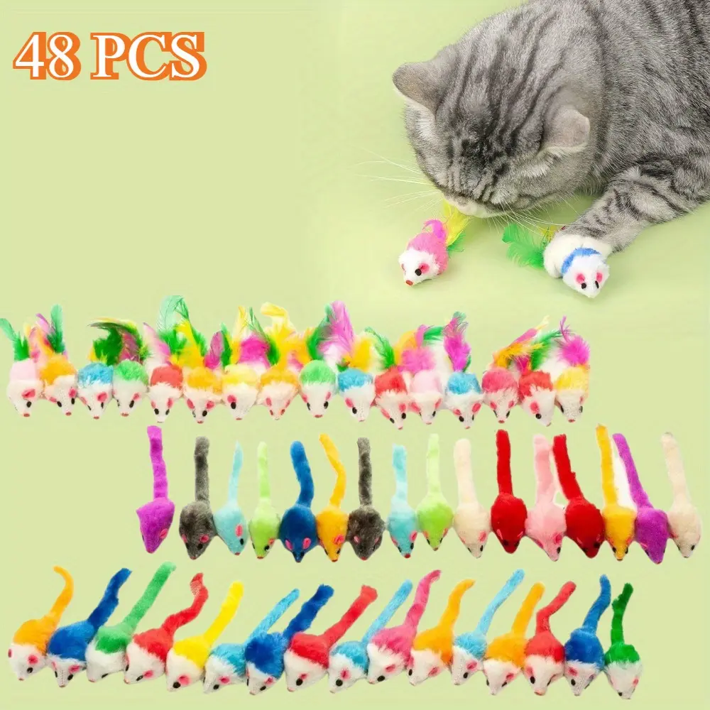 48PCS Assorted Furry Mice Cat Toys - Colorful Interactive Plastic Rattle  Mouse Toys with Fluffy Tails for Indoor Cats Kittens,Safe Durable Playtime  for All Breeds,Mouse Cat Toy - TikTok Shop