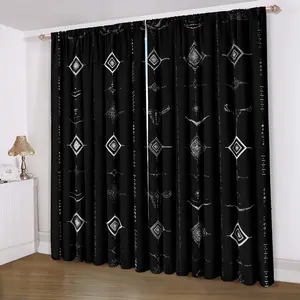 Bohemian Skull Geometric Drapes, Digital Print Privacy Curtains, Easy Install Light Filtering Shades for Living Room Bedroom Hotel Dining Hallway