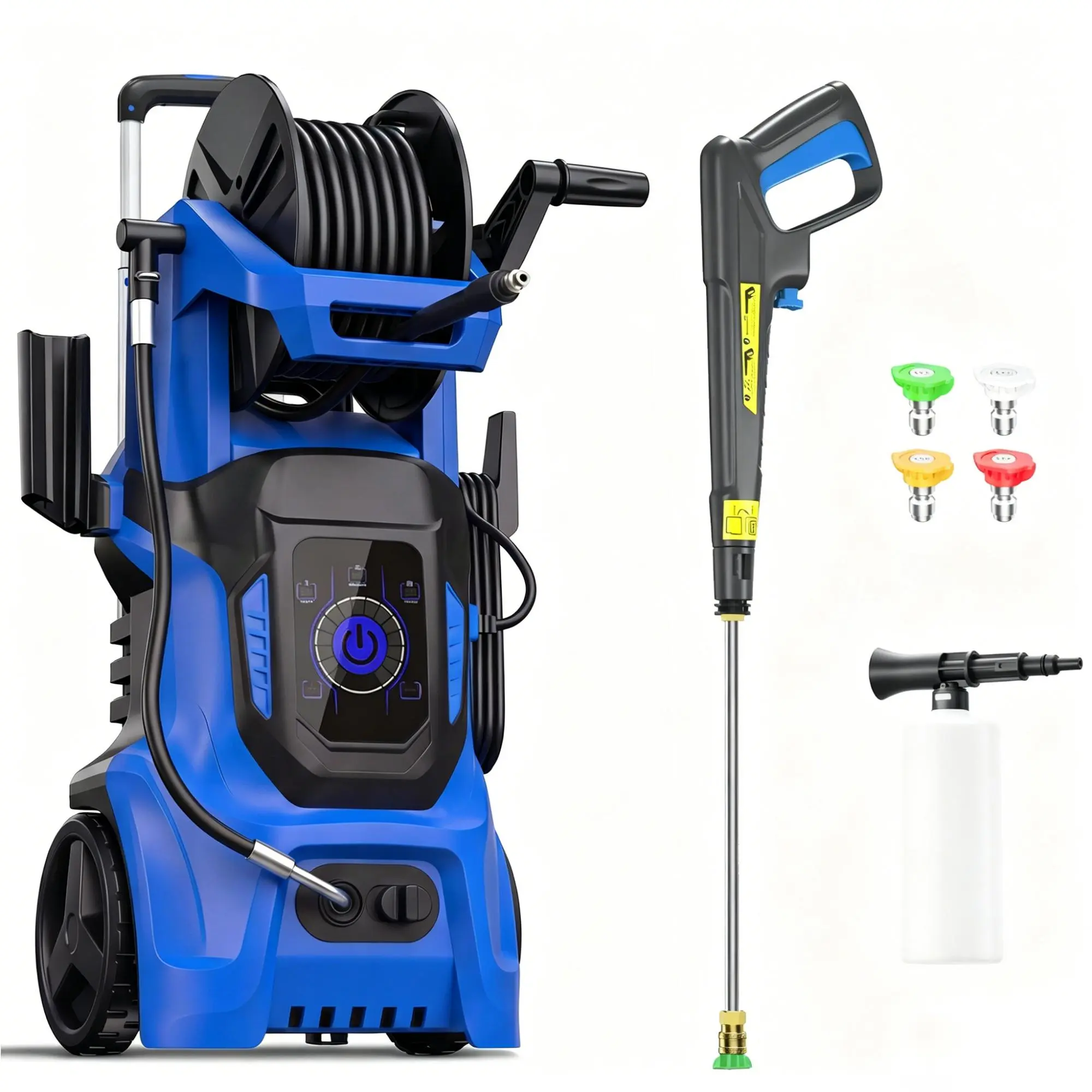 Pressure Washer 4500PSI MAX 3.8GPM Power Washer with Adj-15-Level Touch Screen, 4 Quick Connect Nozzles,Inlet Hose & Filter, Foam Cannon for car, driveway, fence, garden, outdoor, siding, sidewalk, vinyl Cleaning