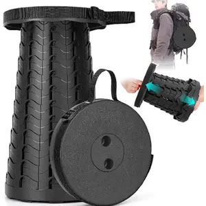 Portable Collapsible Stool, 400lbs Max Weight, Lightweight But Sturdy, Retractable Folding Telescoping Foldable Camping Stool for Adults Outdoor Fishing Hiking Travel BBQ